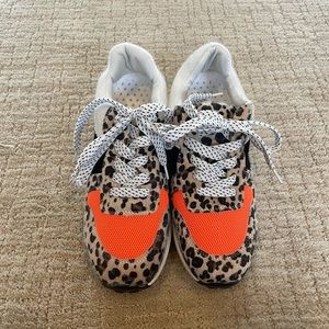 White Raven Loyal Leopard Print Platform Sneakers in Orange Leopard size 7.5